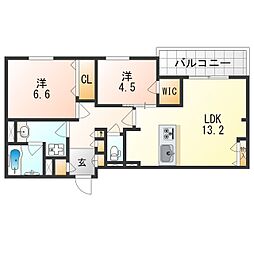スリール オカモト 2LDKの間取図画像