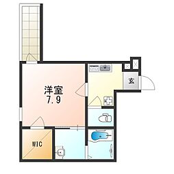 フジパレス庄内東町 1Kの間取図画像