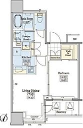 レジディアタワー上池袋 タワー棟 18階1LDKの間取り