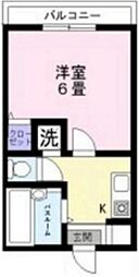 マンションティファニー3 1Kの間取図画像