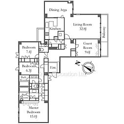 西原パークマンション 4階4LDKの間取り
