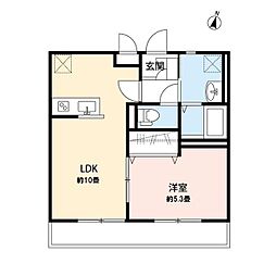 デュラカーサルシア河輪森 1LDKの間取図画像