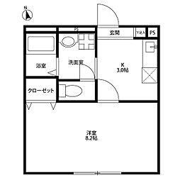 アムール　エスペランス 1階1Kの間取り