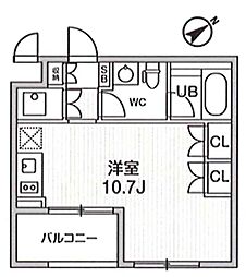 大田西馬込レジデンス 4階ワンルームの間取り