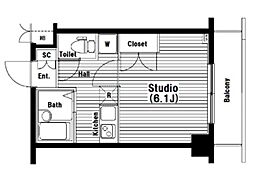 ガラ・ステージ田園調布 3階1Kの間取り