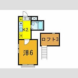 メゾンソレイユ井草 1階1Kの間取り