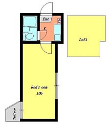 セドルハイム赤羽台 2階1Kの間取り