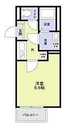 SQUARES Nishiarai 2階1Kの間取り