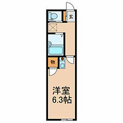 ソレイユ1 ワンルームの間取図画像