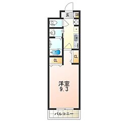 プレミアムコート武庫川 1Kの間取図画像