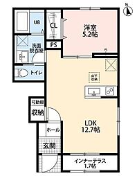 リーブルファイン松戸中和倉 1LDKの間取図画像