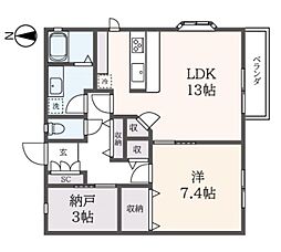 ドルチェ宮前 1SLDKの間取図画像