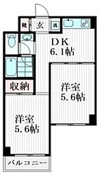 クレスト東駒形 2DKの間取図画像