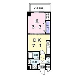 フロレゾン 3階1DKの間取り