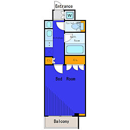 京急本線 六郷土手駅 徒歩2分の賃貸マンション 2階1Kの間取り