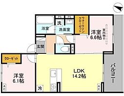 マルシェル館浦和美園 3階2LDKの間取り
