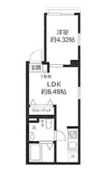 DK池袋 3階1LDKの間取り