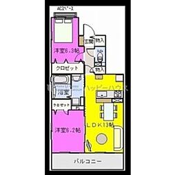 エスペランサ 2LDKの間取図画像