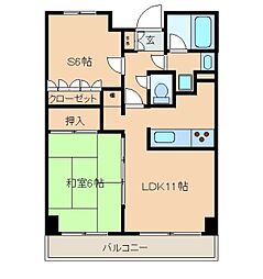 レジディア文京音羽 7階2LDKの間取り