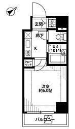 プレール・ドゥーク大森 1Kの間取図画像