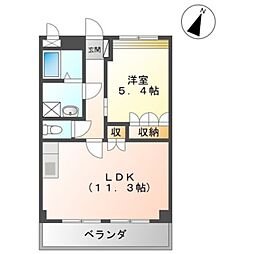 コート・ヴィラージュＡ 2階1LDKの間取り