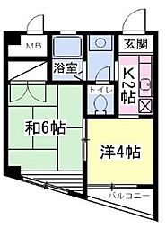 ハイツ本郷 2Kの間取図画像