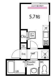 ハーミットクラブハウスヴァンキャトル鶴見 1階ワンルームの間取り