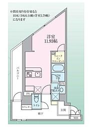 サクラレジデンス北浦和 3階ワンルームの間取り