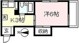 スカイコート 1Kの間取図画像