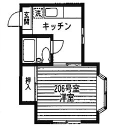 フォーレスト大和 1Kの間取図画像
