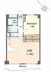 築地永谷コーポラス 1LDKの間取図画像