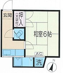 メゾン早川 2階1Kの間取り