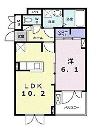 コンテ・ボヌール 1LDKの間取図画像