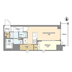 府中市宮西町1丁目マンション 1LDKの間取図画像