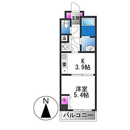 アウラ 1Kの間取図画像
