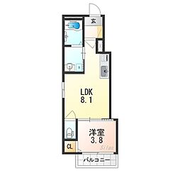 yumaison west 1LDKの間取図画像