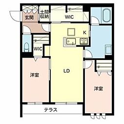 アリエッタ東三国ヶ丘 2LDKの間取図画像
