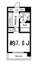 ドゥーエ西大島2 1Kの間取図画像