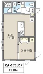 レピュア池袋本町レジデンス 4階1LDKの間取り