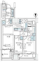 三田ガーデンヒルズパークマンション 2LDKの間取図画像