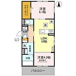 ヌーベル・ヴィ―侍従池 1階2LDKの間取り