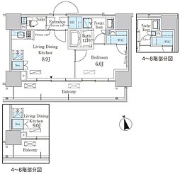パークアクシス東陽町・親水公園 7階1LDKの間取り