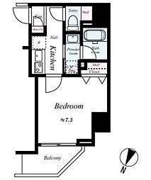 ハーモニーレジデンス大塚山手 4階1Kの間取り