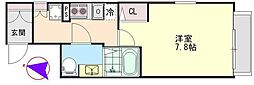 セレーノ中井 1Kの間取図画像
