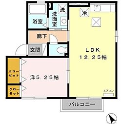 ボナール・パル 1階1LDKの間取り