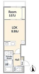 西武新宿線 上石神井駅 徒歩5分の賃貸マンション 1階1LDKの間取り