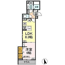D-ROOM PREMIUM 多磨霊園駅 1階1LDKの間取り