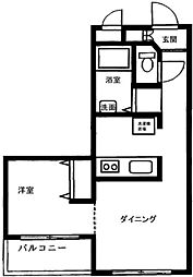 ウインベルデュエット鴨居 1DKの間取図画像