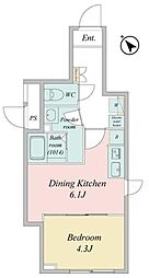 ライブフラット門前仲町 1階1DKの間取り
