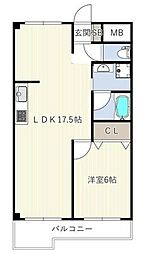 INOVE日野台 1LDKの間取図画像
